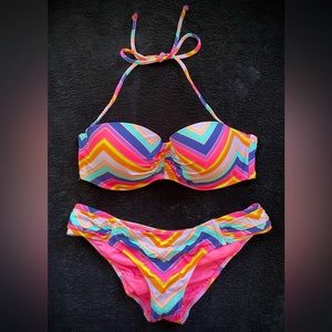 Victorias Secret Bandeau Bikini w/Tanga Style Bottoms 34D/S